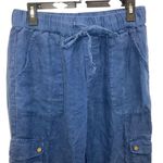 C&C California  blue linen cargo straight leg pants Medium #716 Photo 3