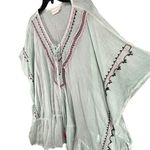 Shirahleah Beach Cover Up Womens OS Mint Green Embroidered Boho Tunic Shirt Top Size L Photo 1