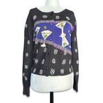 Vintage Michael Simon Martini Knit Cardigan Black Cobalt Novelty Sweater Petite Size undefined Photo 11