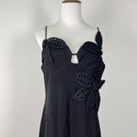 Farm Rio NWOT  Linen Sand 3d Flower Midi Dress Size XL Black Photo 10