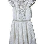 Amur  Crochet Lace Flutter Sleeve Mini Dress White Womens 6 Photo 0