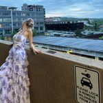 Macy's Purple and White ruffled Prom dress Photo 2