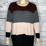 Vince Camuto NWT Size 3X Pink & Black Colorblock Stripe Sweater Top w/ Pockets Photo 0