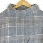 One World World Market Poncho One Size Cecil Gray Brushed Plaid Funnel Neck Lounge Pocket Photo 5
