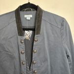 Sundance Embroidered Ruffle Trim Jacket Faux Button Front S Collar Women's Small Blue Photo 1