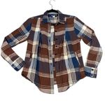 BDG  Brown Blue Plaid Flannel Shirt with Pockets - Size Small Photo 1