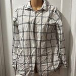 Gap White Plaid Button Down Boyfriend Fit Long Sleeve in S Photo 0