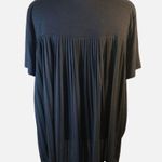 August Silk Womens Sz M Black Sheer Pleated Back Short Sleeve, scoop neck Photo 1
