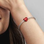 Pandora Metallic Red Heart Charm - Moments Bracelets - Sterling Silver & Enamel Photo 3