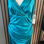 Suzi Chin teal green mother of the bride wedding dress size 14 sleeveless scrunc Photo 0