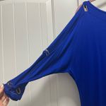 Cable & Gauge Royal Blue Split Long Sleeve Blouse  Photo 1