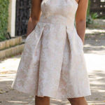 Gal Meets Glam Women’s Evelyn Sea Holly Jacquard Pink Floral Halter Neck Dress Photo 0