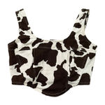 Lonestar white & brown cow print crop tank top size S Photo 0