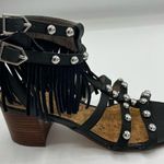 Sam Edelman Shaelynn Fringe Ankle Strap Studded Sandal Sz 8 Black Photo 2