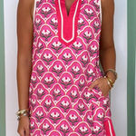 Entro  Shirt Sz S Pink Floral Scallop Boho Cottagecore Summer Feminine Fairy EUC Photo 0