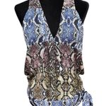 Parker Kenna Silk Snakeskin Print Tie Hem Sleeveless Wrap Top Medium Photo 3