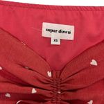 Super Down Revolve Dress Womens XS Red Heart Ruched Tie Mini Valentines Day Sexy Photo 2