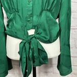 Flying Tomato Green Tie-Front Blouse Large Photo 7
