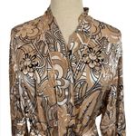 NK IMODE Silk Blend Velvet Burnout Floral Luxurious Long Robe Tan Photo 3