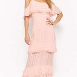 Dark Pink Off The Shoulder Tired Lace Maxi Dress Size 8 Photo 1