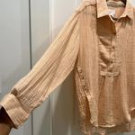 Anthropologie V-Neck Popover Cotton Long Sleeve Shirt in Orange Sz S Photo 7