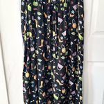 Coldwater Creek  Black Square Neck Novelty Shoes Purse 90s Tie Back Midi Dress LP Photo 7