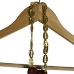 We Wore What Brown Shell Chain Halter Beach Resort Linen Midi Dress Size Medium Photo 3