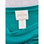 Chico's  Teal Green Ruched Side Tie Knit Sweater Top Classic Work Size 0 Small Photo 4