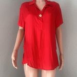 SECRET Sz 1 Womens RED Blouse Button Front Top RELAX EVERYDAY WEAR COMFORTABLE Photo 6