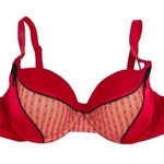 Jezebel  Zip It Up Balconette Push Up Bra Red Black Size 36C Photo 0