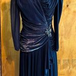 Vintage 80s Filigree LTD Collection Blue Sparkle Ruched Dress Beaded Sz 12 Photo 0