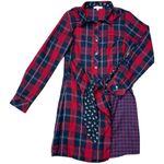 Skies Are Blue Urban Outfitters  Red Navy Plaid Mixed Print Shirt Dress Small GUC Photo 10