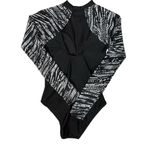 Reebok Small Swimsuit One-Piece Long Sleeves Padded High-Neck Lined Black New Photo 4