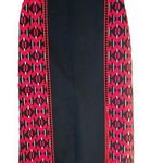 Fendi Authentic Midi Pencil Skirt Size 38 Wool Silk Blend Red Black Block Design Photo 0