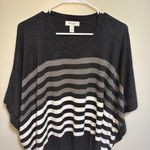 Dress Barn Black Grey White Stripe Knit Sweater Poncho Oversized Small/Medium Photo 7