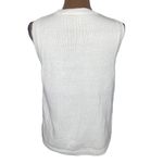 Vintage wool winter theme embroidered buttoned sweater vest shimmer accents sz M White Size M Photo 1