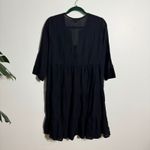 Shade Dress Women S Black Embroidery 1/2 Sleeve 100& Cotton Boho Coastal Minimal Photo 1