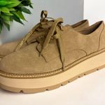 Chelsea and Violet  IRENA Size 9.5 Tan Suede W/ Gold Lace Up Platform Oxfords Photo 0