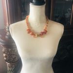 Vintage handcrafted genuine carnelian agate necklace Gold Photo 3