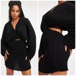 Good American  Black Pleated Mini Dress Dramatic Sleeves Open Back 1/2 Photo 3