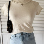Forever 21 Beige Cropped Baseball Short Sleeved Top Photo 0