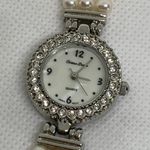 Ocean Dream Pearl Watch women silver tone rhinestones 23mm round 7” running Photo 2