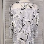 TENDENCY Women's Long Formal Silver Dress with Sheer Floral Overlay Photo 3