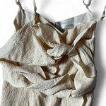 Raimhel Beige Sleeveless Wide Leg Jumpsuit Ruffle Detail Summer Casual Tan Photo 4