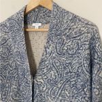 J.Jill Pure Jill Textured Paisley Sweater Coat Cotton Blend Blue Snap Front SP Photo 4