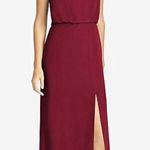 THREAD Bridesmaid Ines Chiffon Sleeveless Gown Burgundy Dessy Collection Size 18 Red Photo 0