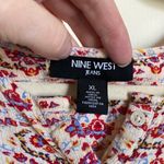 Nine West π Jeans Lucy India Ivory Floral Split V Neck Henley 3/4 Sleeve Blouse Photo 2