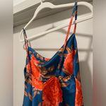 Cantonwalker Navy & Red Floral Cowl Neck Sleeveless Satin Slip Mini Dress Photo 8