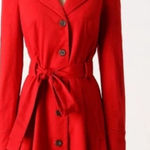 Anthropologie  Elevenses Red Corset Lace Up Trench Coat Photo 0