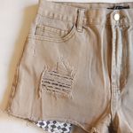 Forever 21 High Rise Studded Destroyed Cut Off Shorts 30 Khaki Gold Photo 2